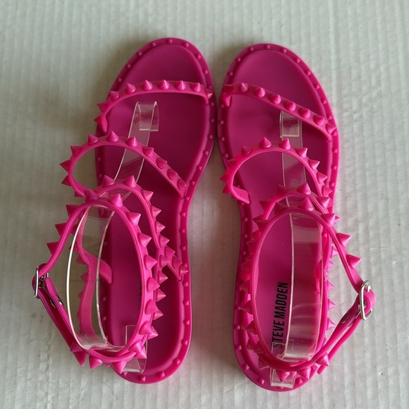 Steve Madden Fuchsia Travel Studded Jelly Sandals - Picture 12 of 14